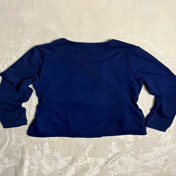 ModCloth Asymmetrical Unstructured Blazer Women's L Navy Jacket Modern Zipper - Picture 5 of 9